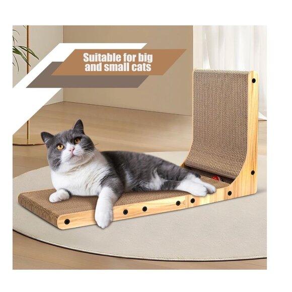 Draywitt L Shape Cat Scratcher - Scratching Board for Indoor Cats，26.9inches Scr - Picture 6 of 7